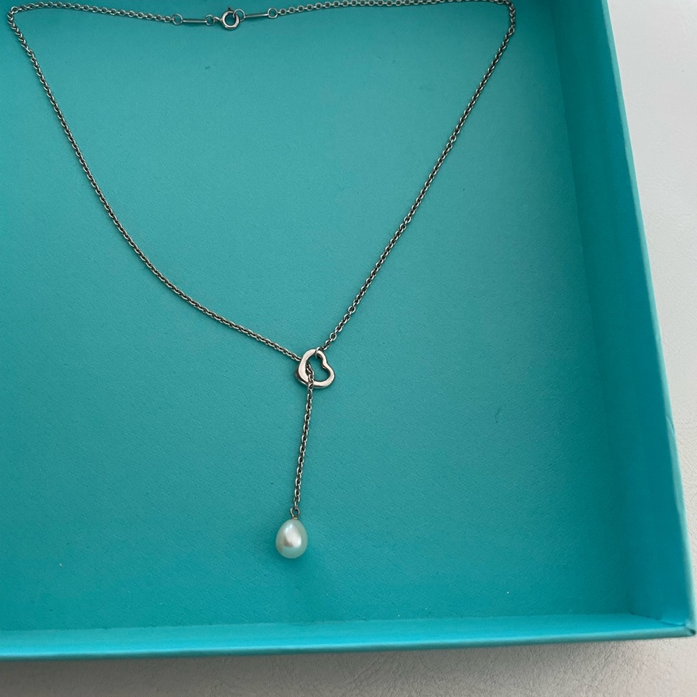 Tiffany & Co. Silver Heart Necklace‎ with Pearl